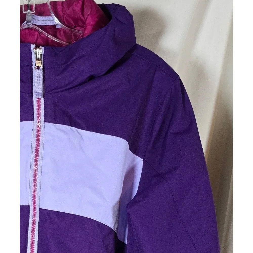 Lands End Kids Girls Purple‎ Light Purple Star Ski Jacket Hooded Zip Up XL